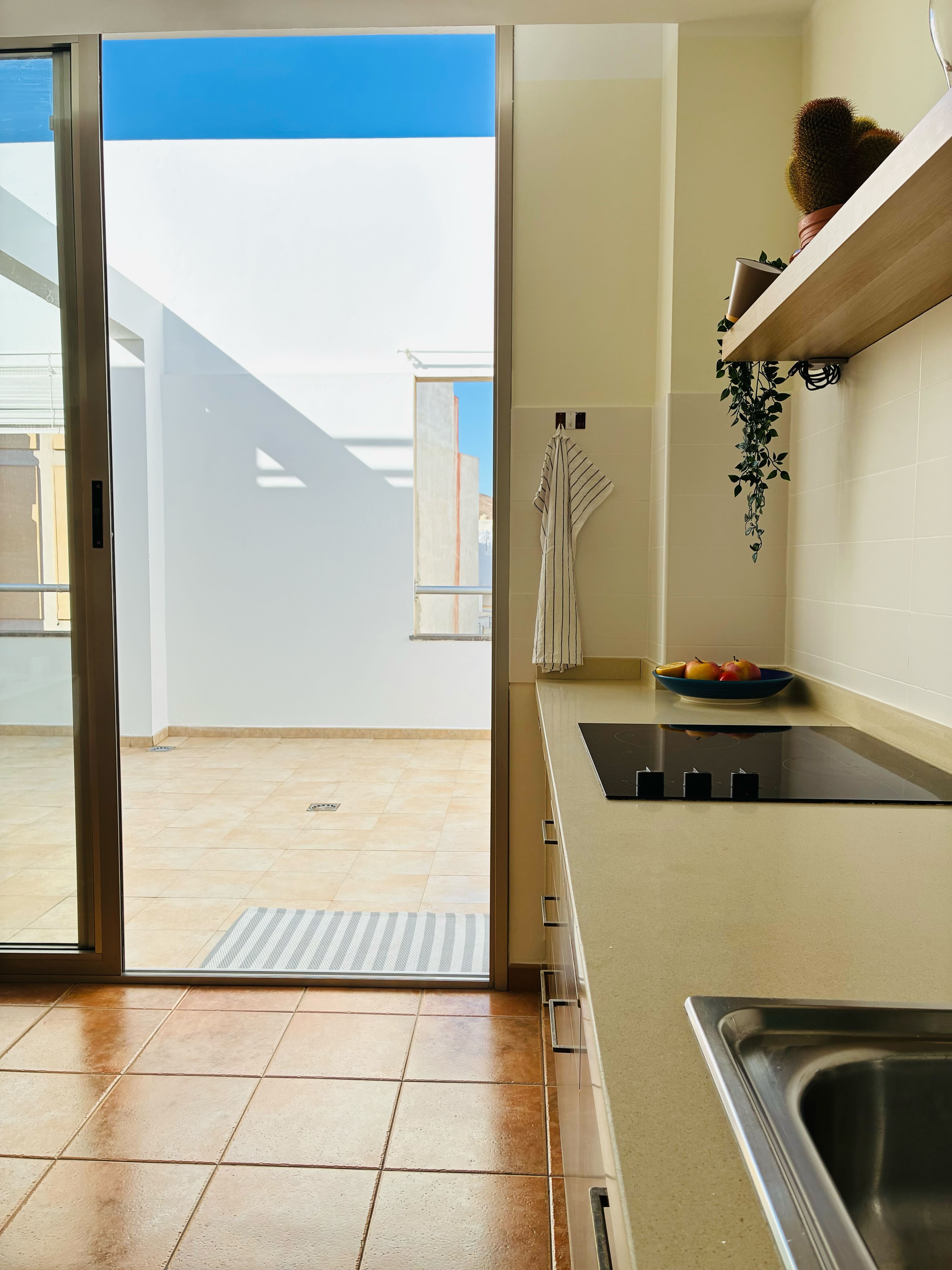 Bluebird Home kitchen with terrace view